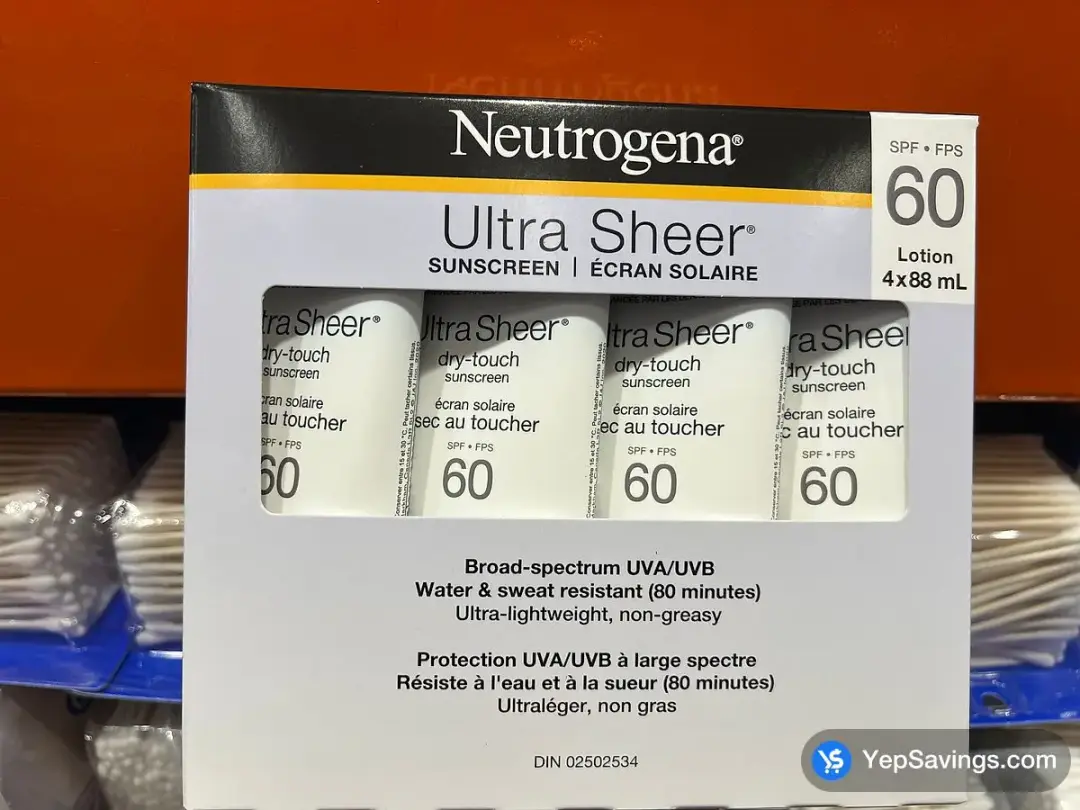 NEUTROGENA ULTRA SHEER SPF 60 OXY-FREE 4 X 88 ml - Costco Canada (ITM 1456632)