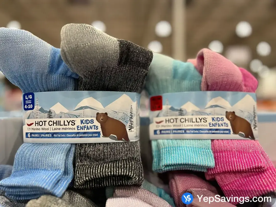 HOT CHILLYS TRAIL SOCKS 6PK KIDS SIZES S-L - Costco Canada (ITM 6169100)