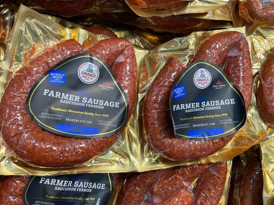 DRAKE MEATS GARLIC FARMER SAUSAGE 2 X 500 g - Costco Canada (ITM 11124)