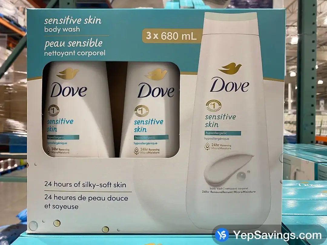 DOVE SENSITIVE SKIN BODY WASH 3 x 680 mL - Costco Canada (ITM 1784191)