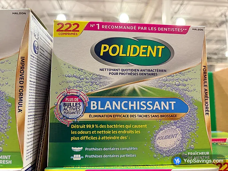 Costco POLIDENT WHITENING DENTURE CLEANSER PACK OF 222