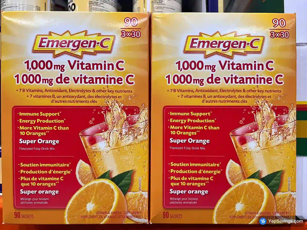 EMERGEN-C ORANGE VITAMIN C 1000 MG 90 PACKETS - Costco Canada (ITM 1014497)