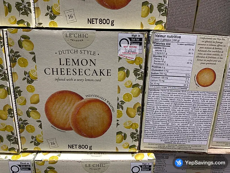 Costco DUTCH STYLE LEMON CHEESECAKE 800g D5