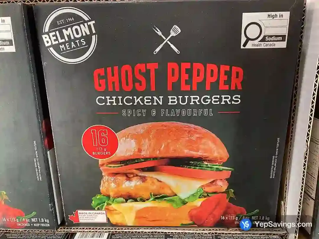 Costco BELMONT SPICY CHICKEN BURGER 16 x 113 g