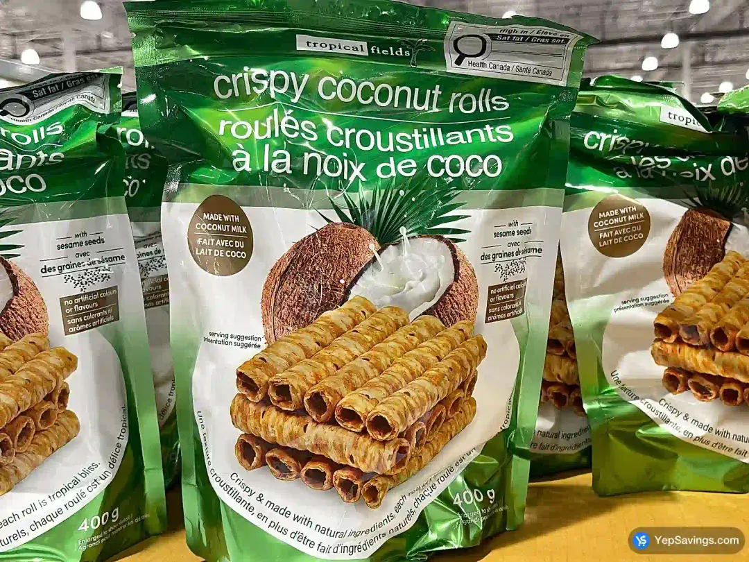 TROPICAL FIELDS CRISPY COCONUT ROLLS 400 g - Costco Canada (ITM 1855015)