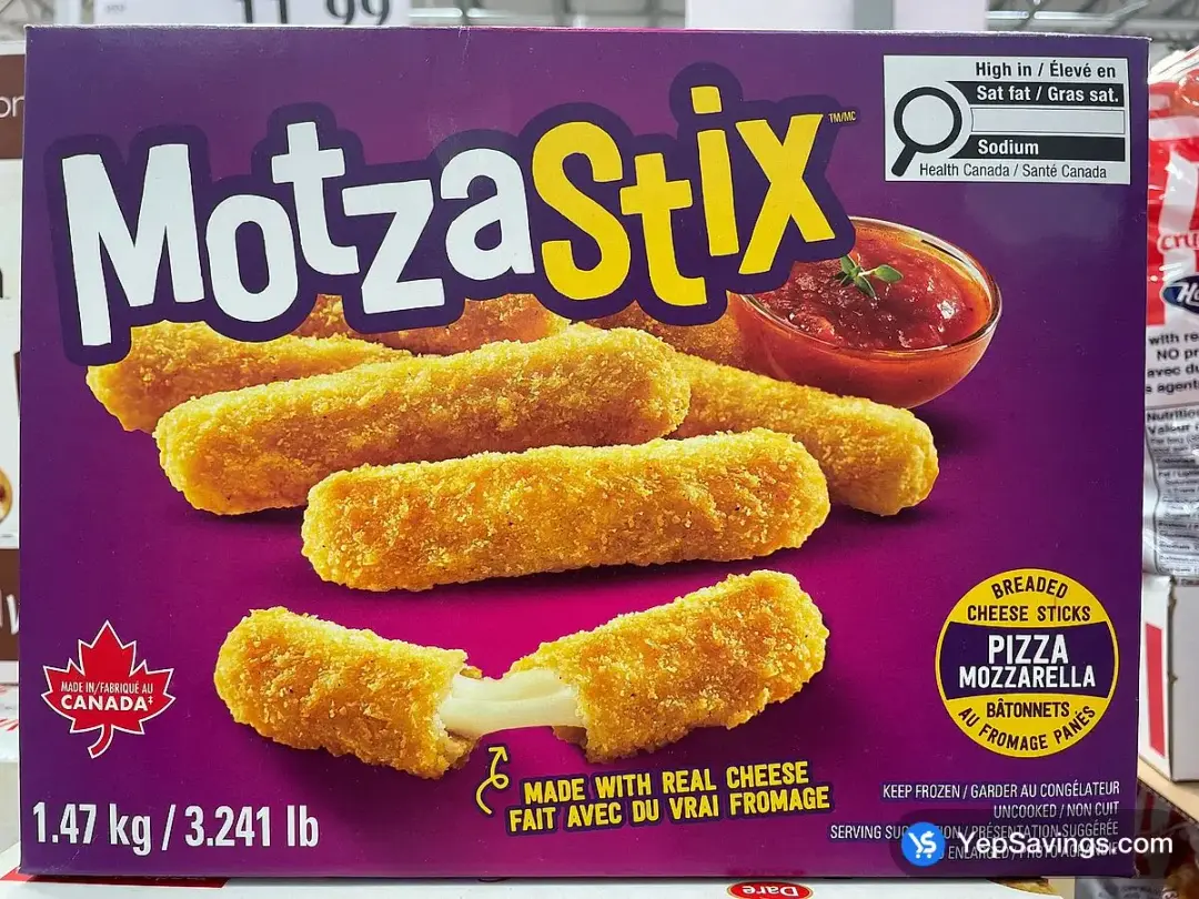 MOTZA STIX MOZZARELLA STICKS 1.47 kg - Costco Canada (ITM 1027677)