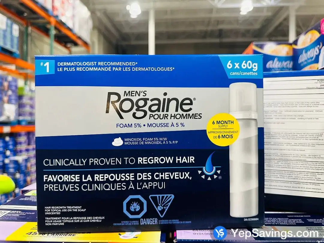 ROGAINE MEN'S MINOXIDIL FOAM 5 % 6 x 60 G - Costco Canada (ITM 1057354)