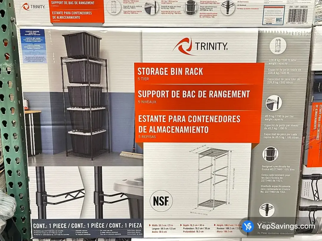 COSTCO TRINITY STORAGE BIN RACK 5- TIER – (ITM 1882220)