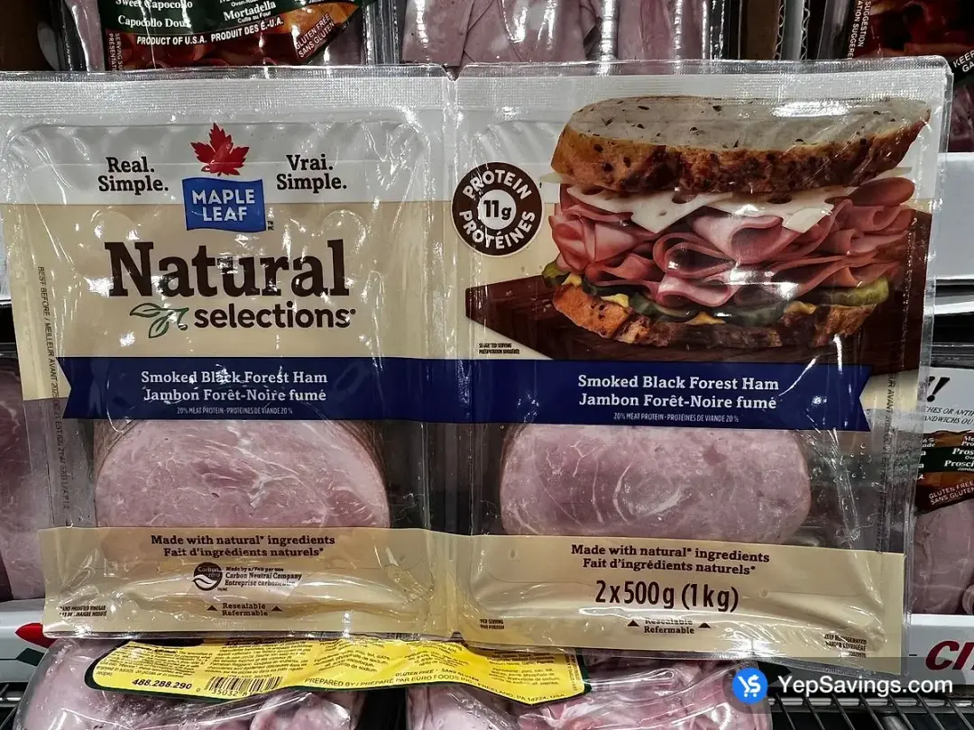 MAPLE LEAF SLICED BLACK FOREST HAM 2 x 500 g - Costco Canada (ITM 1065506)