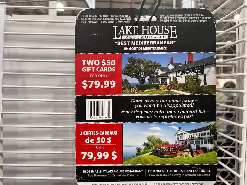 LAKEHOUSE RESTAURANT GIFT CARDS 2 x $50 - Costco Canada (ITM 374165)
