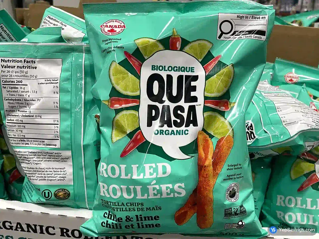 QUE PASA ORGANIC ROLLED CHIPS 500 g - Costco Canada (ITM 2228179)