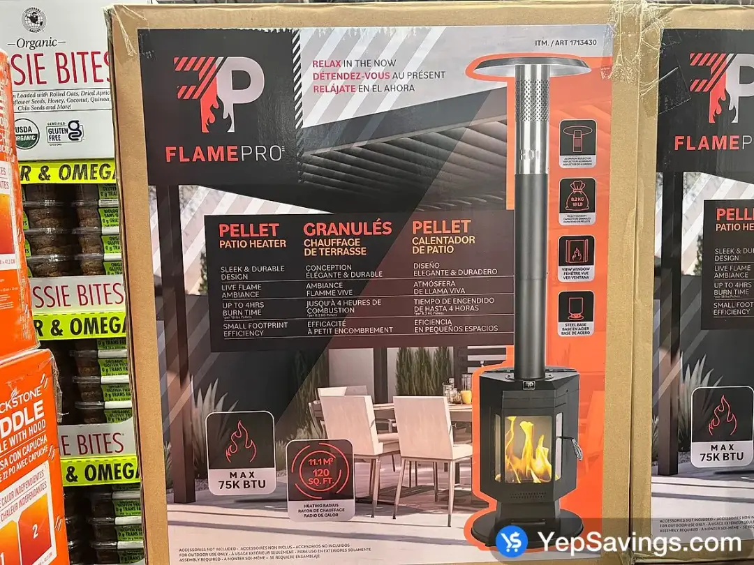 COSTCO FLAMEPRO PELLET PATIO HEATER 75,000 BTU – (ITM 1713430)