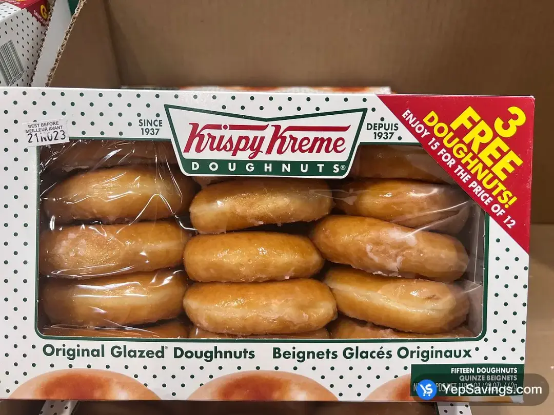 KRISPY KREME CANADA GLAZED DOUGHNUTS PACK OF 15 - Costco Canada (ITM 245504)