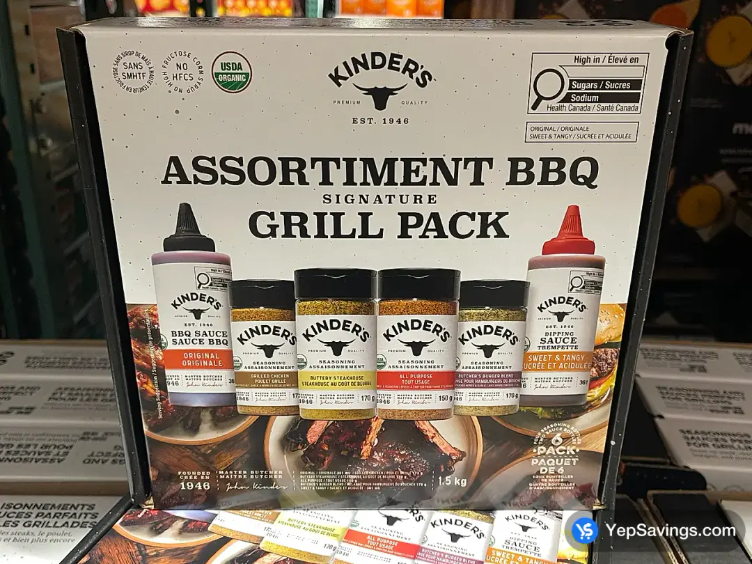 KINDERS GRILL PACK ORGANIC (2x sauce + 4x spice) - Costco Canada (ITM 2040272)