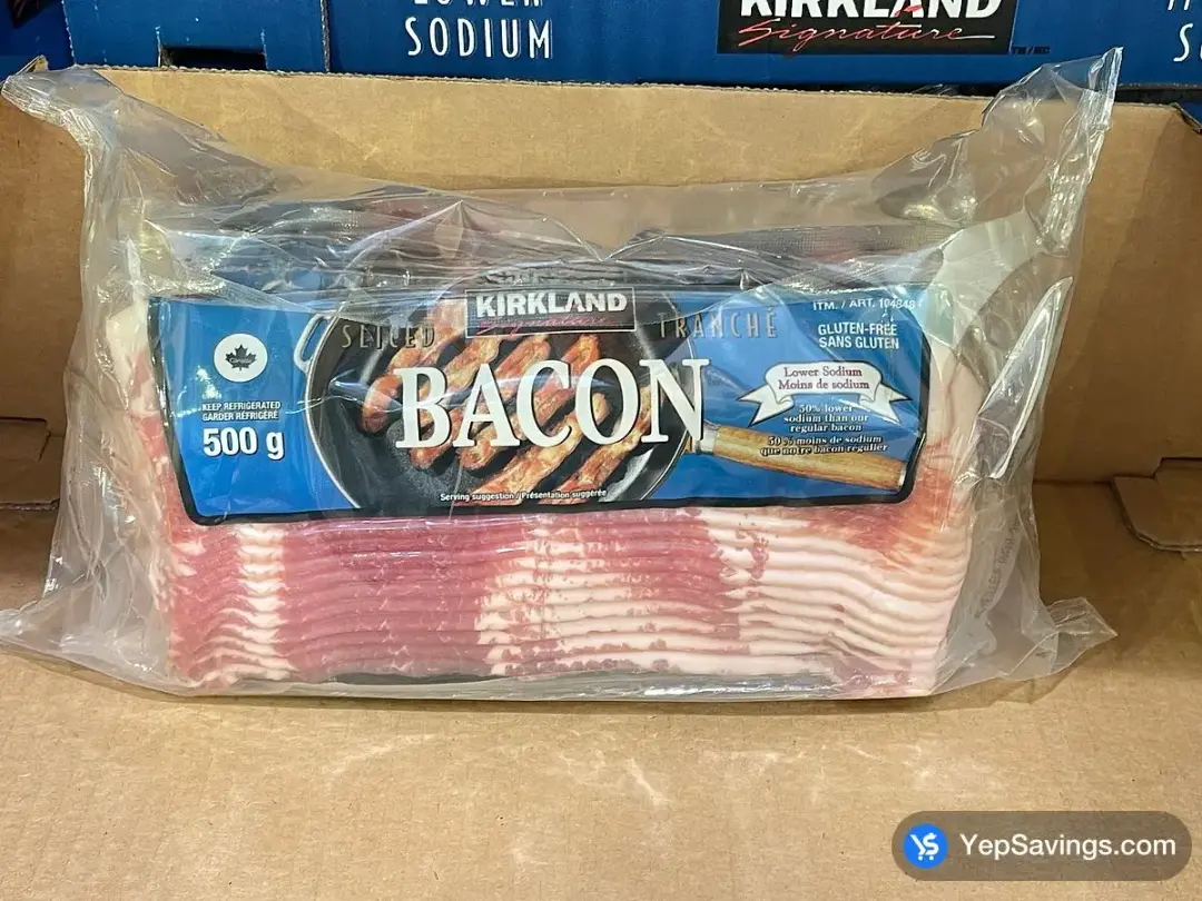 KIRKLAND SIGNATURE LOW SALT SLICED BACON 4 x 500 g - Costco Canada (ITM 104848)
