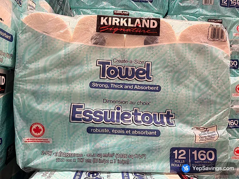 Costco KIRKLAND SIGNATURE PAPER TOWELS 12 ROLLS X 160 SHEETS