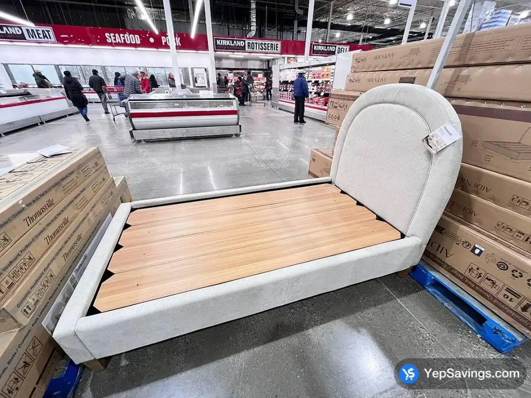 LIVING STYLE UPHOLSTERED TWIN BED 2 BOXES BEIGE - Costco Canada (ITM 1812393)
