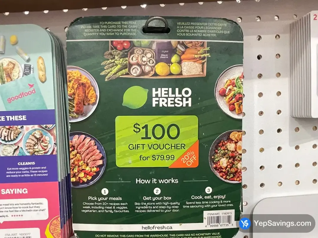 HELLOFRESH GIFT CARD 1 x $100 - Costco Canada (ITM 1182815)