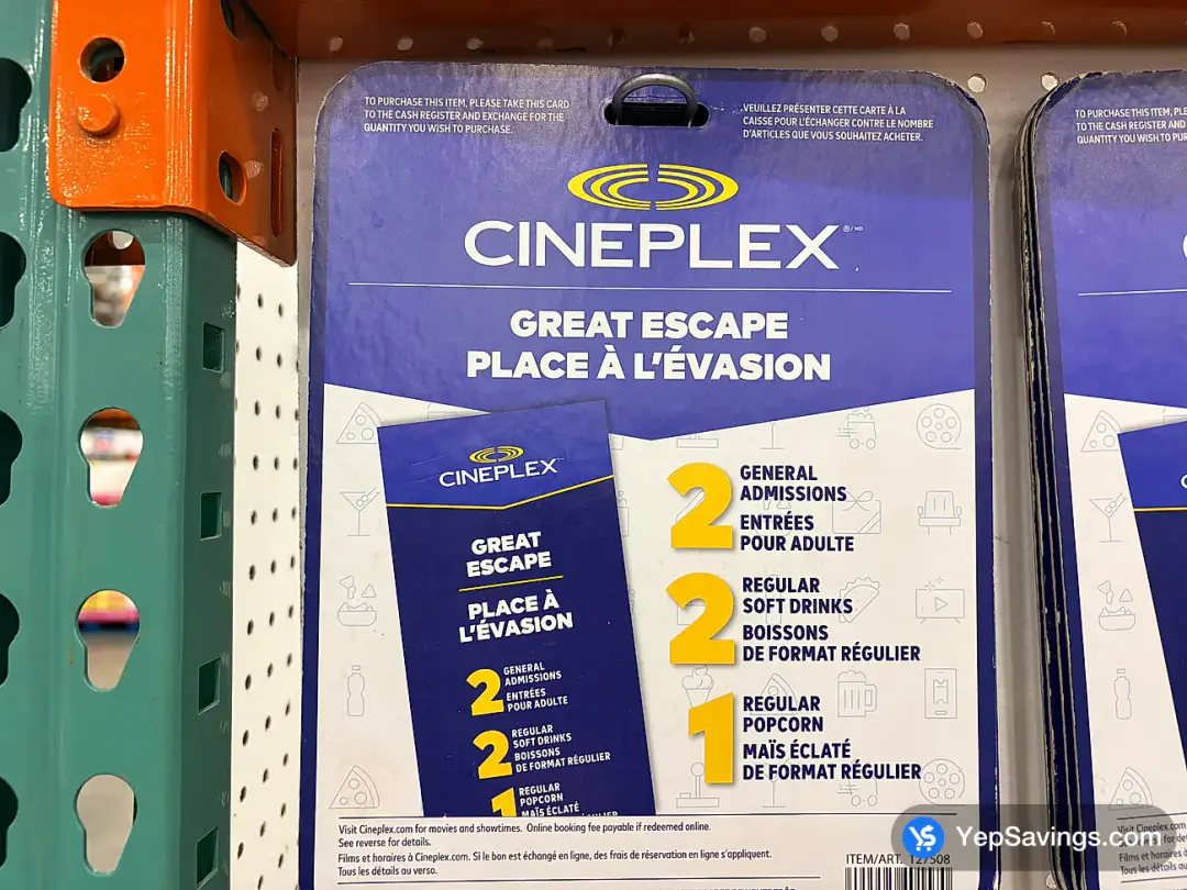 CINEPLEX GREAT ESCAPE 2 ADULTS MOVIE PACKAGE - Costco Canada (ITM 127508)