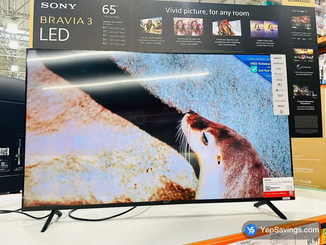 SONY K65S30 BRAVIA 3 65" CLASS (64.5" DIAG) 4K UHD LED LCD TV - Costco Canada (ITM 9593065)