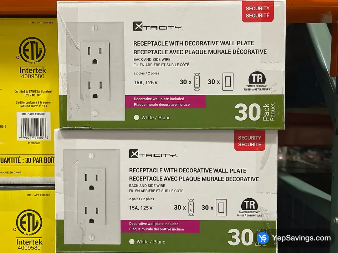 XTRICITY DUPLEX RECEPTACLE PACK OF 30 - Costco Canada (ITM 1846758)