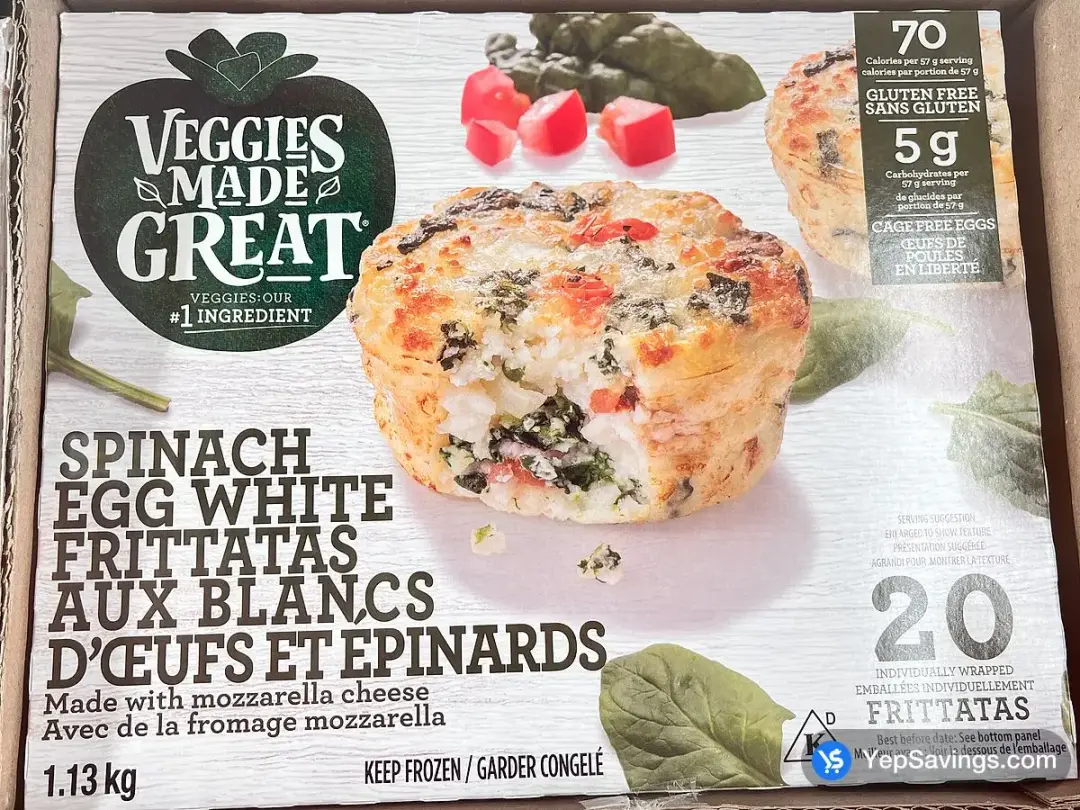 GARDEN LITES SPINACH EGG FRITTATA 20 ct - Costco Canada (ITM 1395161)