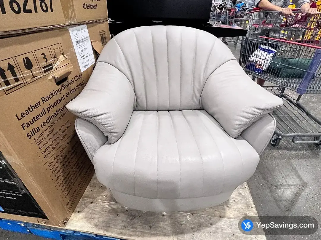 NATUZZI LEATHER SWIVEL ROCKER LIGHT GREY - Costco Canada (ITM 1782787)
