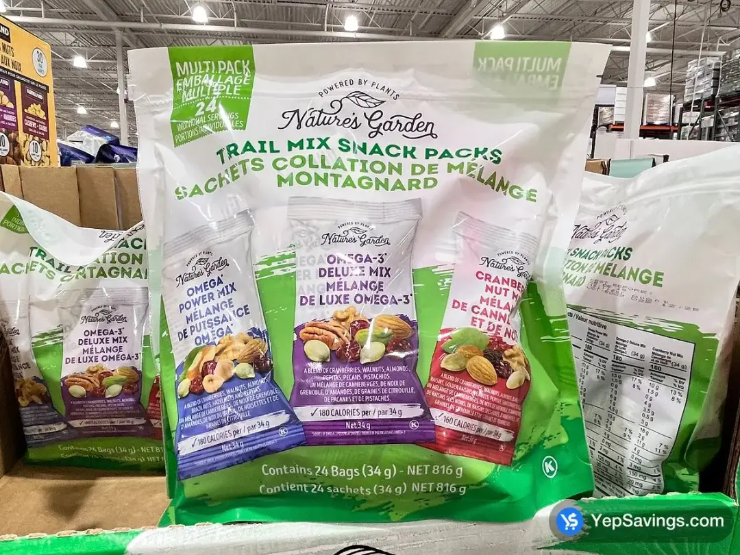 NATURE'S GARDEN TRAIL MIX SNACK PACKS 24 x 34 g - Costco Canada (ITM 1086253)
