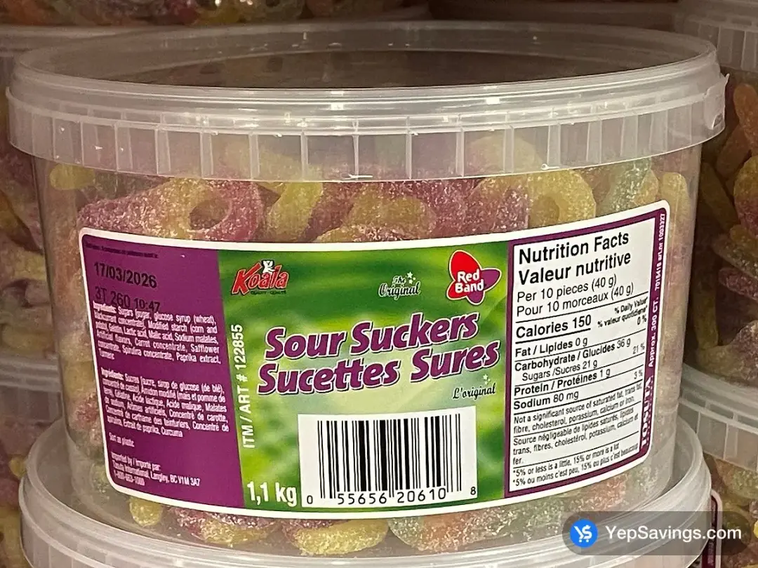 RED BAND SOUR SUCKERS 1.1 kg - Costco Canada (ITM 122855)