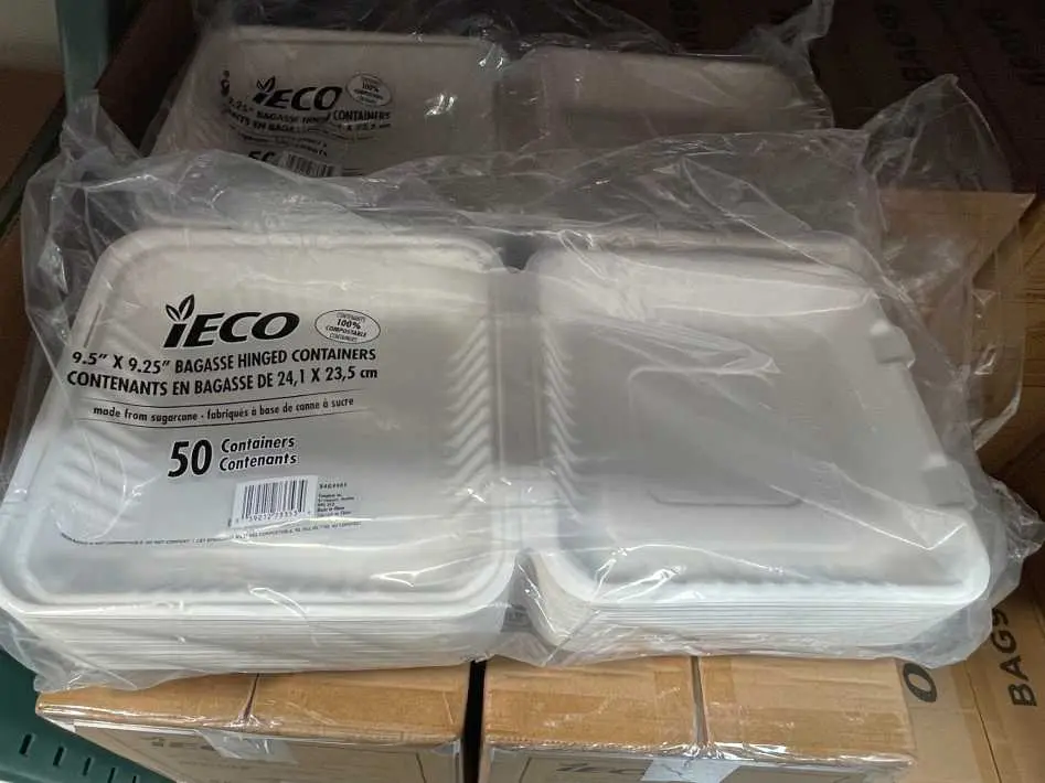 IECO 9X9 BAGASSE CONTAINERS 2 packs of 50 - Costco Canada (ITM 1111641)