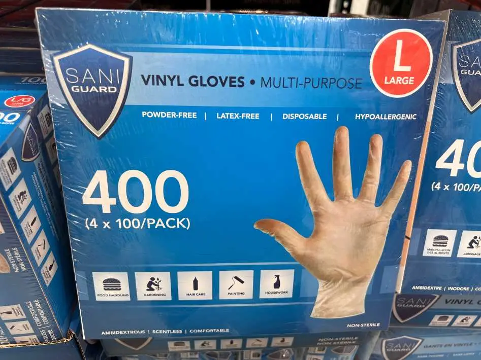 SANI GUARD VINYL GLOVES LARGE 4 PACKS OF 100 - Costco Canada (ITM 1096747)