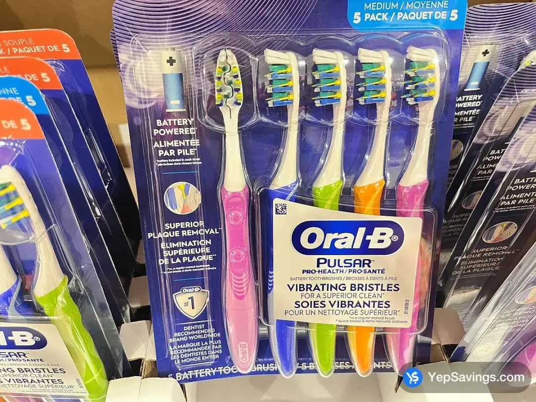 ORAL - B PRO HEALTH PULSAR TOOTHBRUSHES PACK OF 5 - Costco Canada (ITM 1654083)