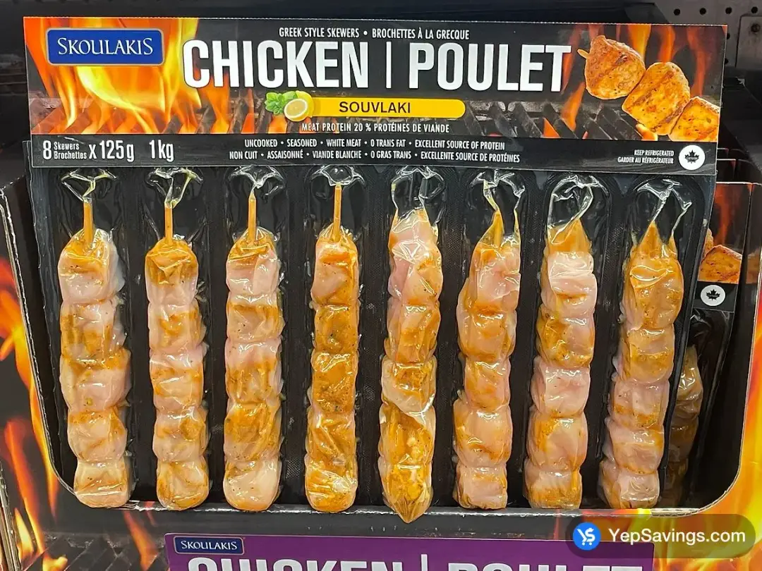 SKOULAKIS GREEK STYLE CHICKEN SOUVLAKI 1kg - Costco Canada (ITM 380848)