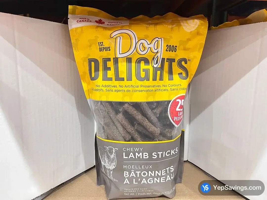 DOG DELIGHTS CHEWY LAMB STICKS 1.25 kg - Costco Canada (ITM 1781166)