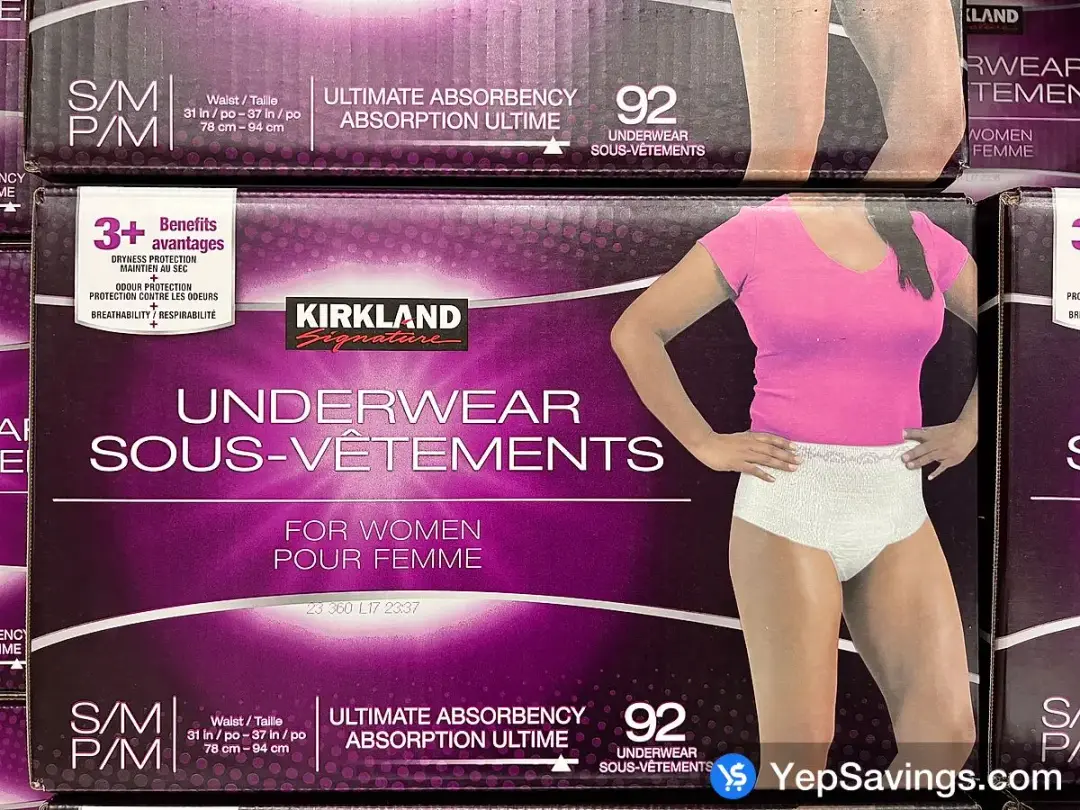 KIRKLAND SIGNATURE PROTECTIVE UNDERWEAR WOMEN S/M 92 COUNT - Costco Canada (ITM 5357952)