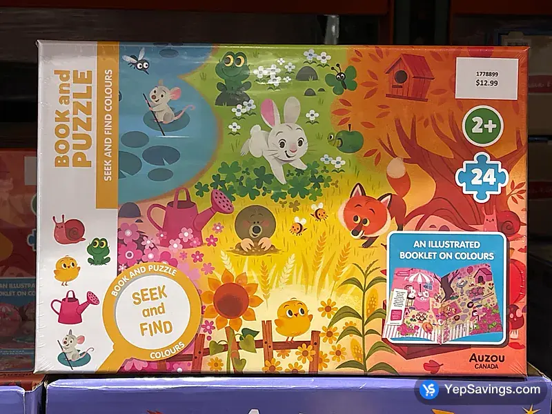 Costco AUZOU BOOK AND PUZZLE SEEK & FIND DINOSAURS, SPACE, COLORS