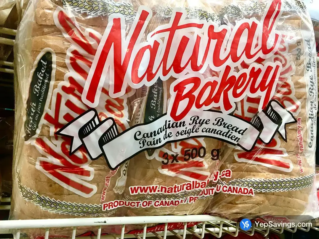 NATURAL BAKERY CANADIAN RYE BREAD 3 x 500 g + - Costco Canada (ITM 1167961)