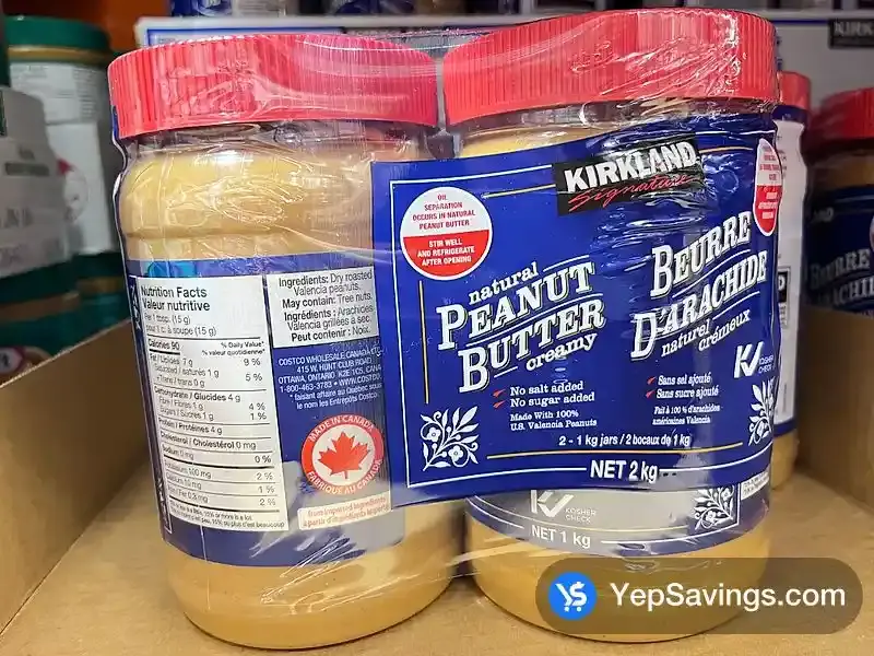 Costco KIRKLAND SIGNATURE NATURAL PEANUT BUTTER 2 x 1 kg