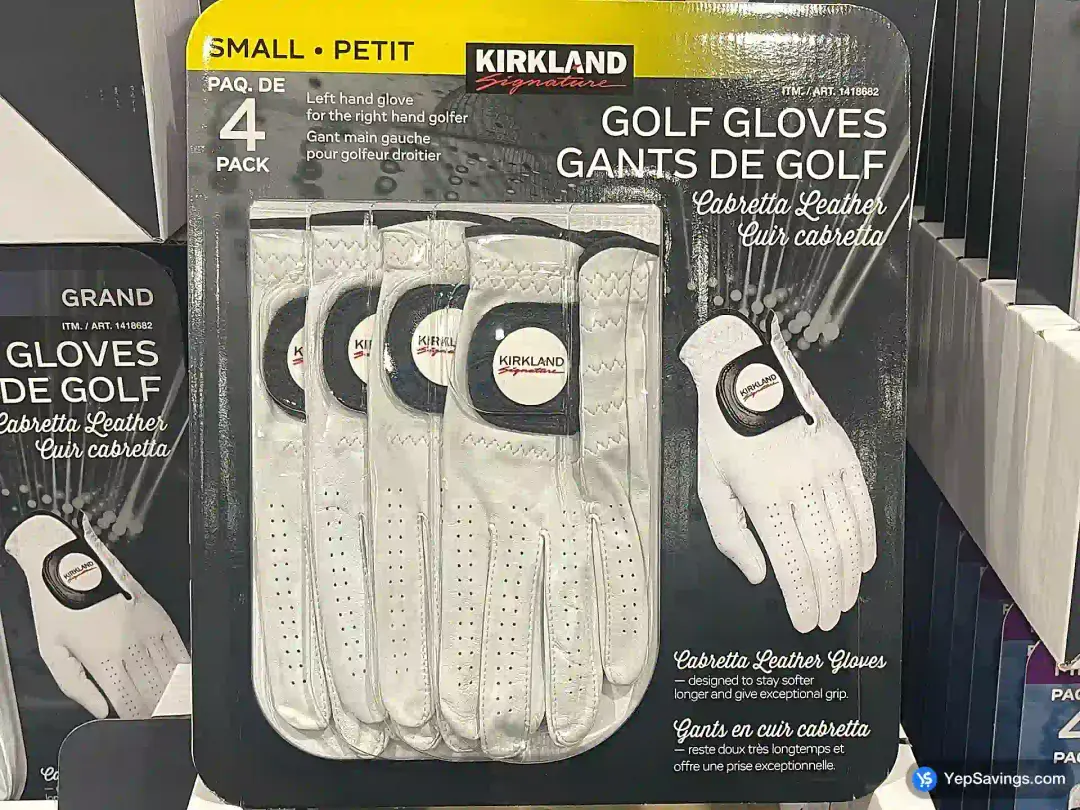KIRKLAND SIGNATURE PACK OF 4 GOLF GLOVES SIZES XS-XL - Costco Canada (ITM 1418682)
