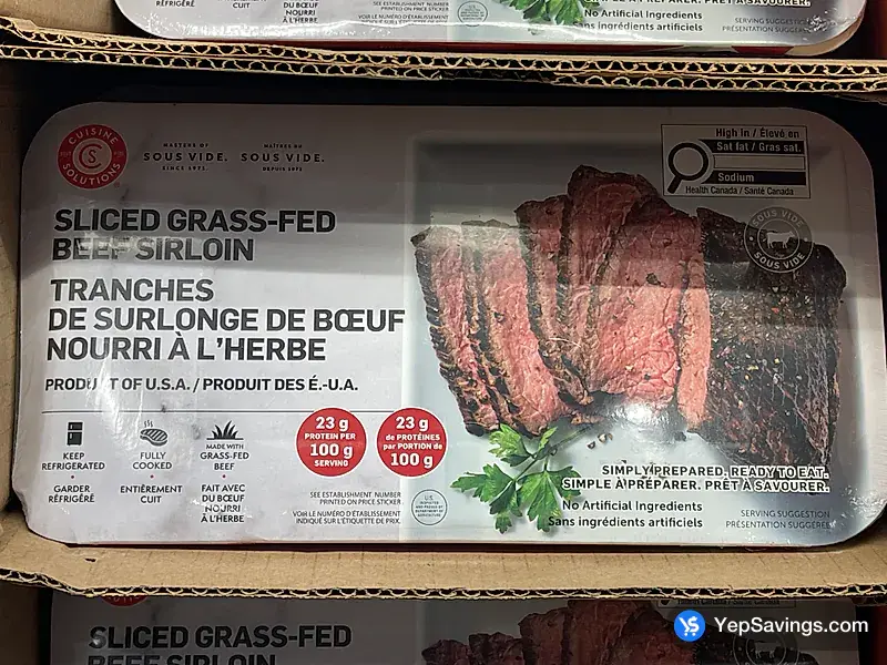 Costco CUISINE SOLUTIONS GRASS-FED BEEF SIRLOIN SLICED PRICE PER kg