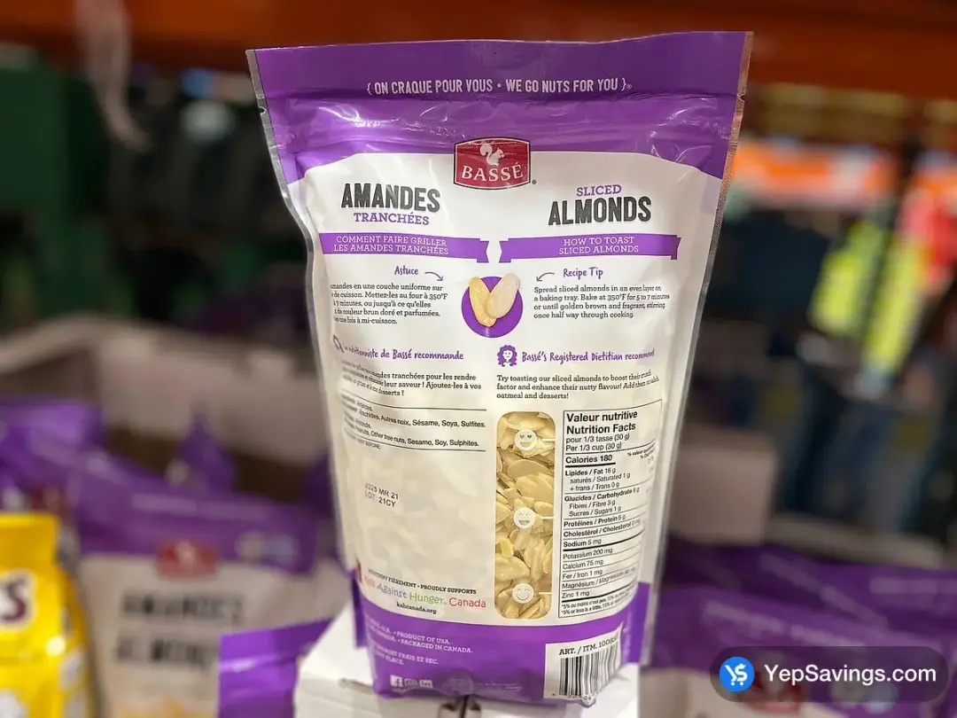 BASSÉ SLICED ALMONDS 700 g - Costco Canada (ITM 1008327)