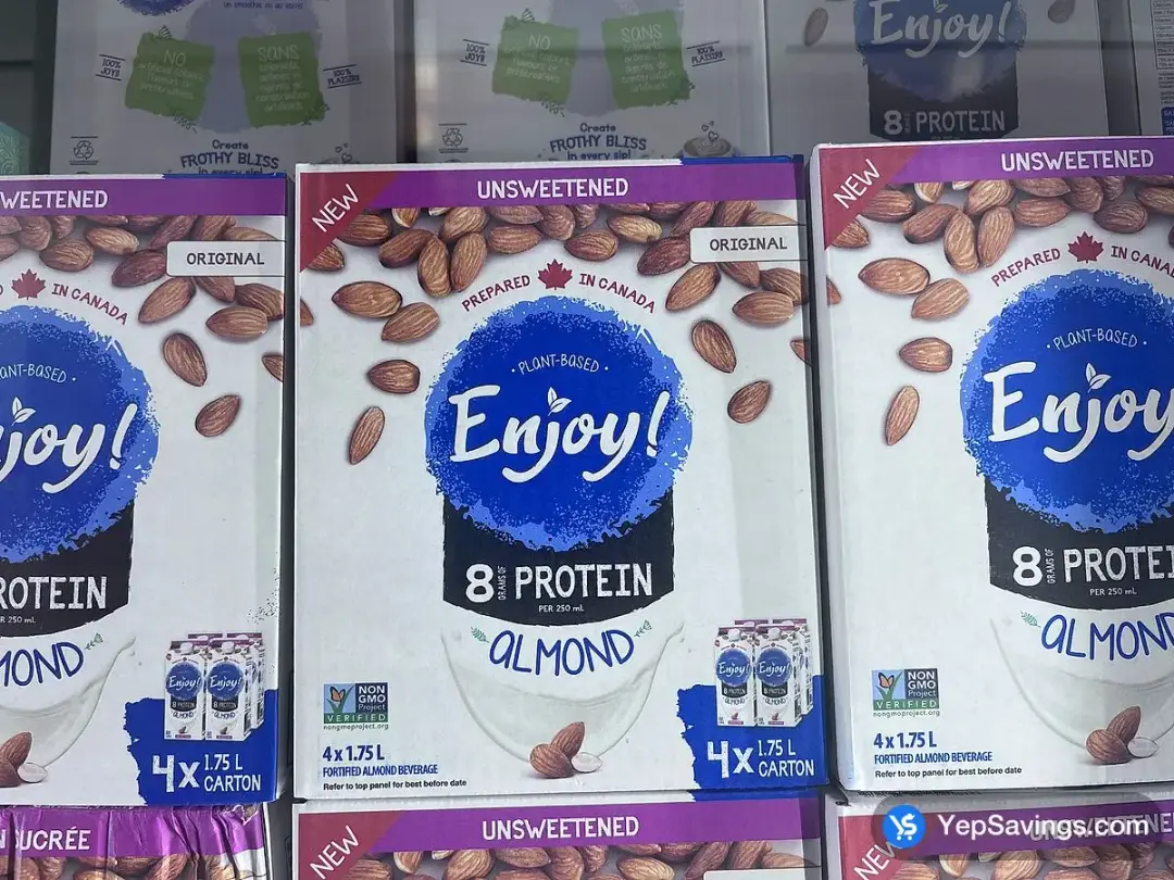 ENJOY ! UNSWEETENED ALMOND BEVERAGE 4 X 1.75 L - Costco Canada (ITM 1855735)
