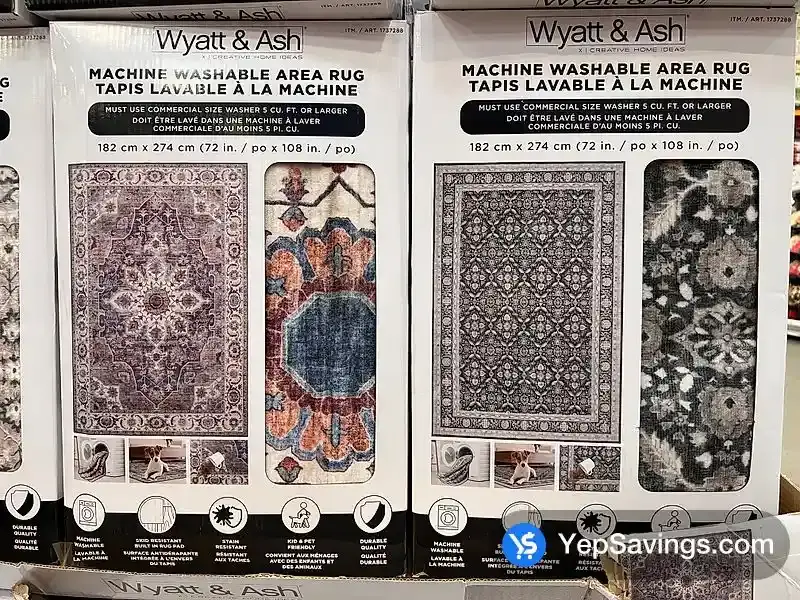 Costco WYATT & ASH WASHABLE AREA RUG 6' X 9'