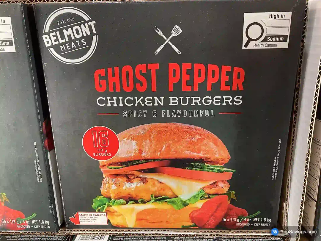 BELMONT SPICY CHICKEN BURGER 16 x 113 g - Costco Canada (ITM 1221567)