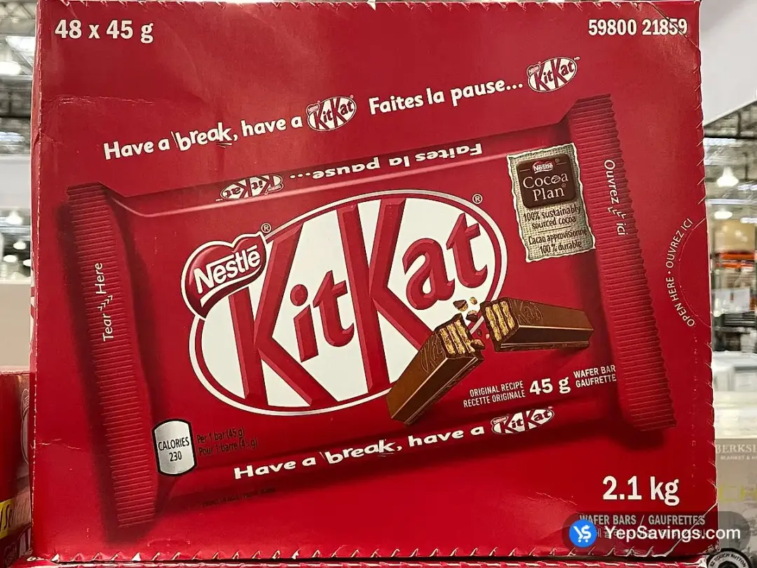 KIT KAT CHOCOLATE BARS 48 x 45 g - Costco Canada (ITM 129792)