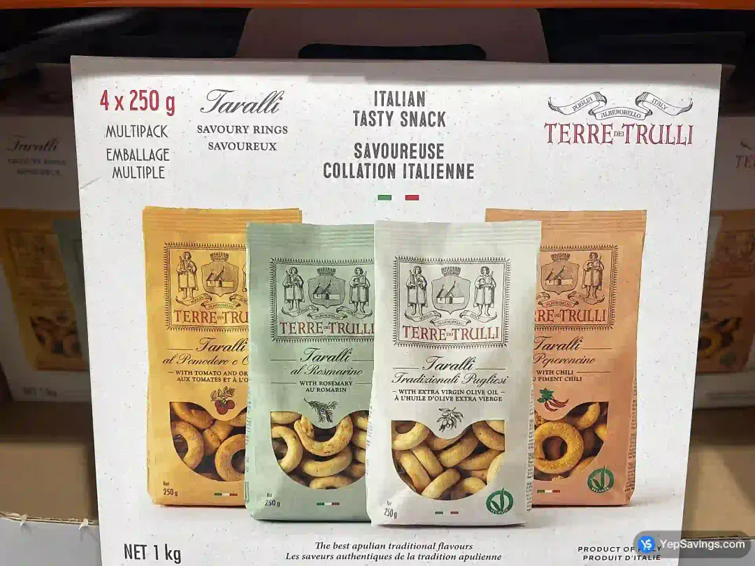 COSTCO TERRE TRULLI TARALLI BREAD RINGS 4 x 250 g (ITM 8589068)