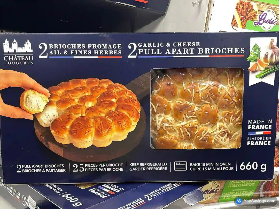 CHATEAU FOUGÈRES GARLIC & CHEESE BRIOCHE 2 X 330 G - Costco Canada (ITM 1939570)