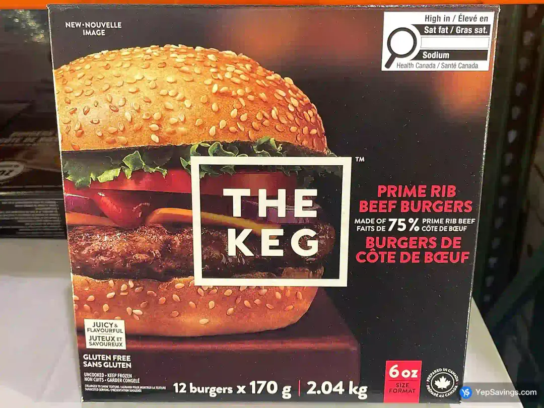THE KEG PRIME RIB BURGER 12 x 170 g - Costco Canada (ITM 1136752)