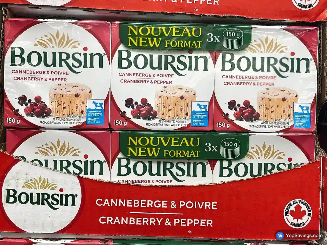 BOURSIN CRANBERRY & PEPPER 3 x 150 g - Costco Canada (ITM 1156121)