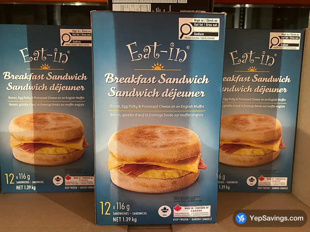 EAT-IN FOODS BREAKFAST SANDWICHES 12 count - Costco Canada (ITM 1164991)